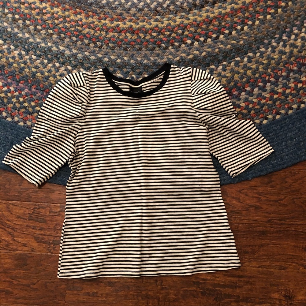 Who What Wear striped blouse with puffy sleeves